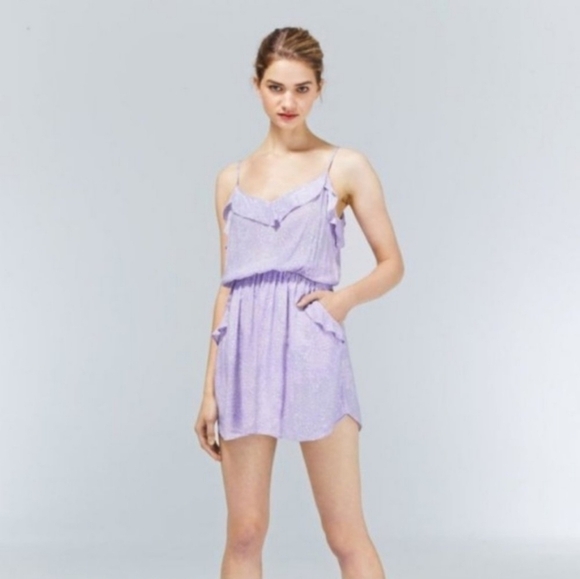 Aritzia Talula Lilac Purple Ulla Sweetheart Ruffle Mini Dress Pockets Size XS - Picture 7 of 7